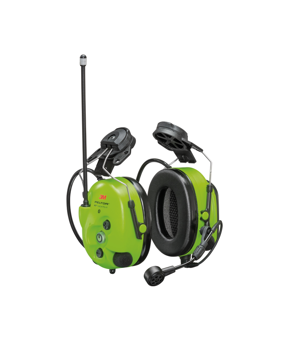 3M Peltor WS LiteCom Pro III GB headset, voor helmbevestiging, neon groen, SNR32 dB(A), XX74627