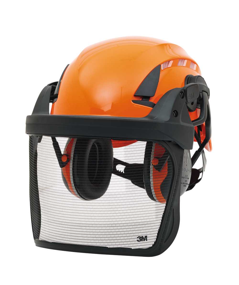 3M hoofdbeschermings-combinatie SecureFit X5500V, Oranje met vizier van geëtst metaalgaas 5J-1, XX74125