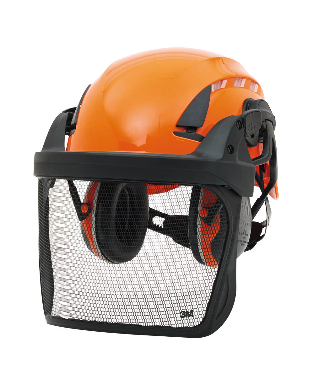 3M hoofdbeschermings-combinatie SecureFit X5500V, Oranje met vizier van getst metaalgaas 5J-1, XX74125