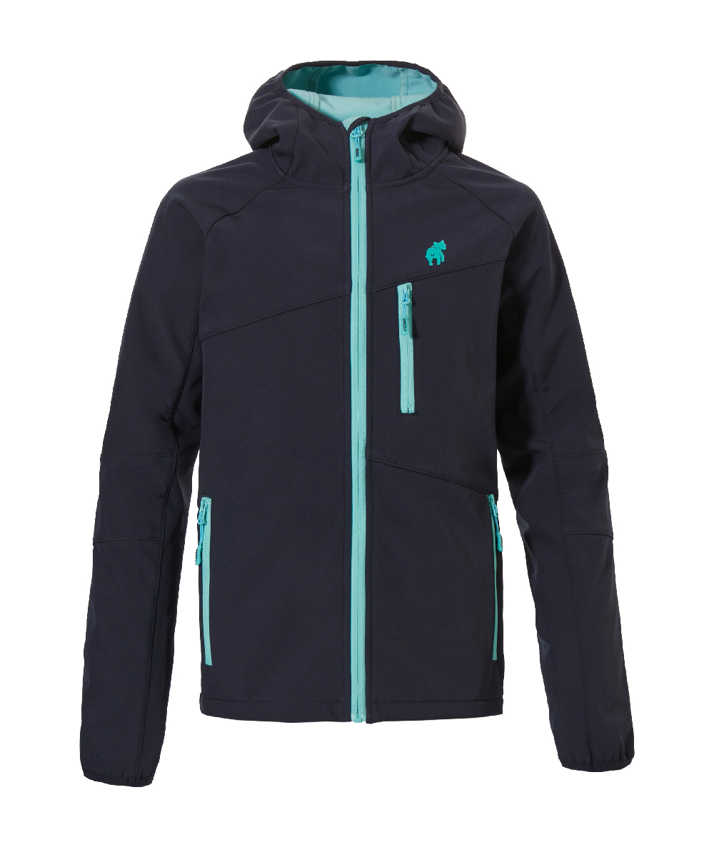 Grizzly Kinder Tekenbescherming Softshell Jas Montreal marineblauw/turquoise, XX76137