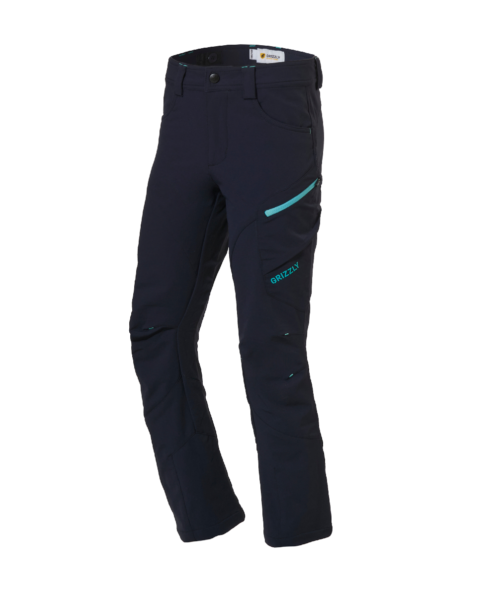 Grizzly tekenwerende outdoorbroek Montreal marine/turquoise voor kinderen, XX78220