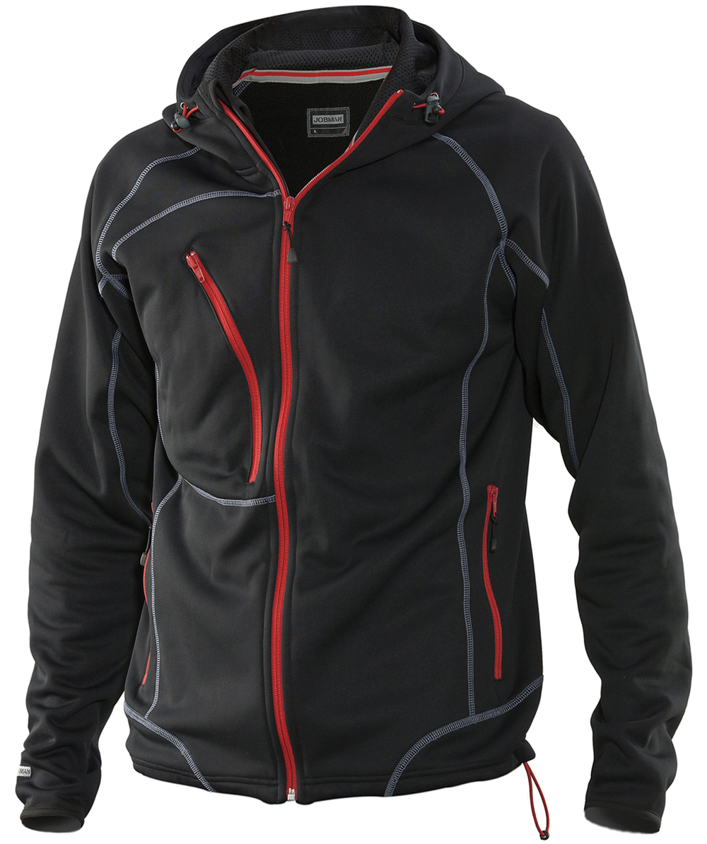 Jobman hoodie 5152, zwart/rood, XXJB5152SR