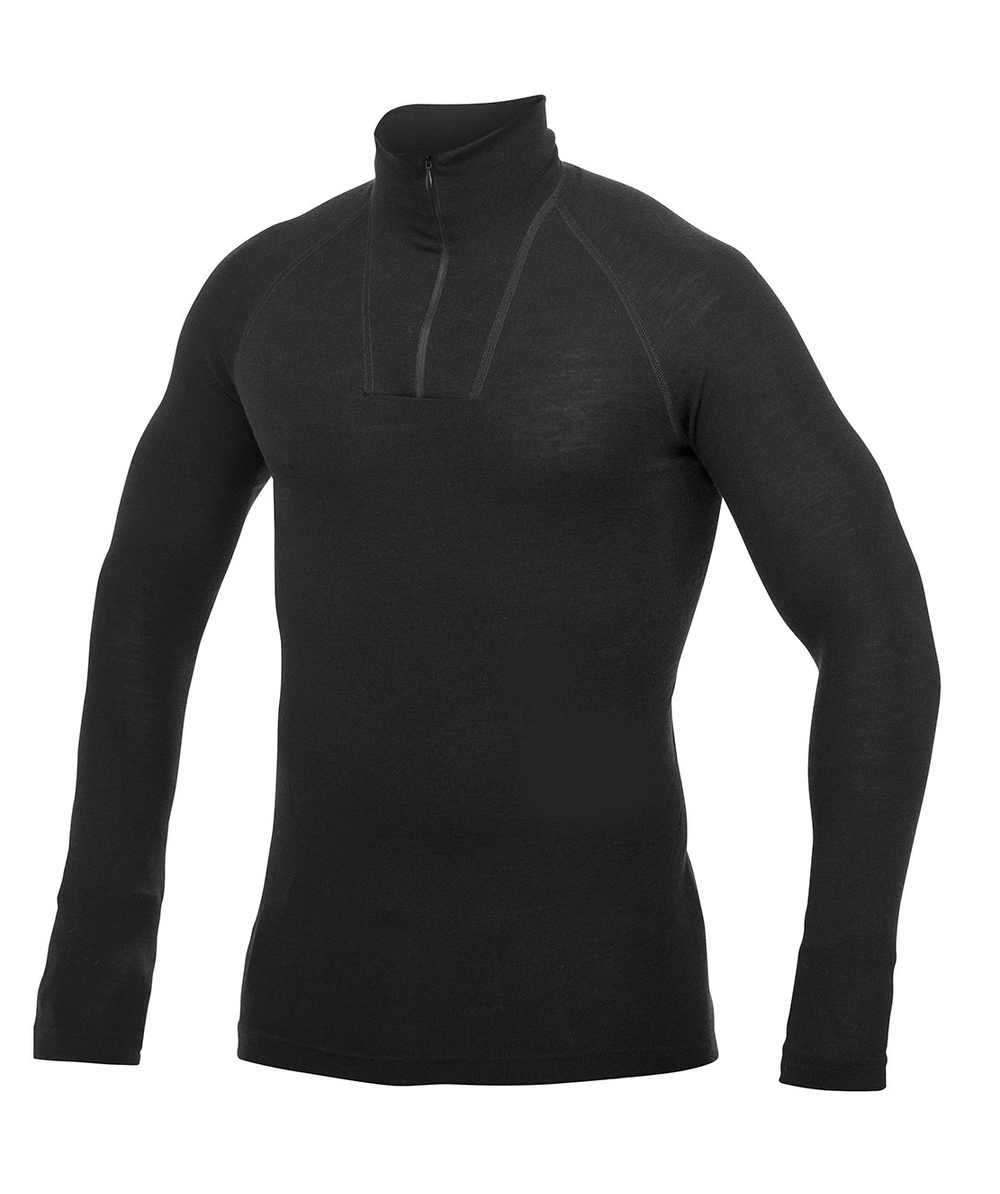 Woolpower Zip Turtleneck Lite hemd met col / shirt met lange mouwen van merinowol black, XXWP7221S