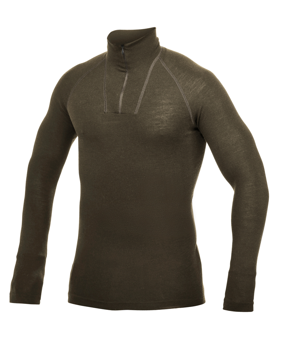 Woolpower Zip Turtleneck Lite hemd met col / shirt met lange mouwen van merinowol pine green, XXWP7221GR