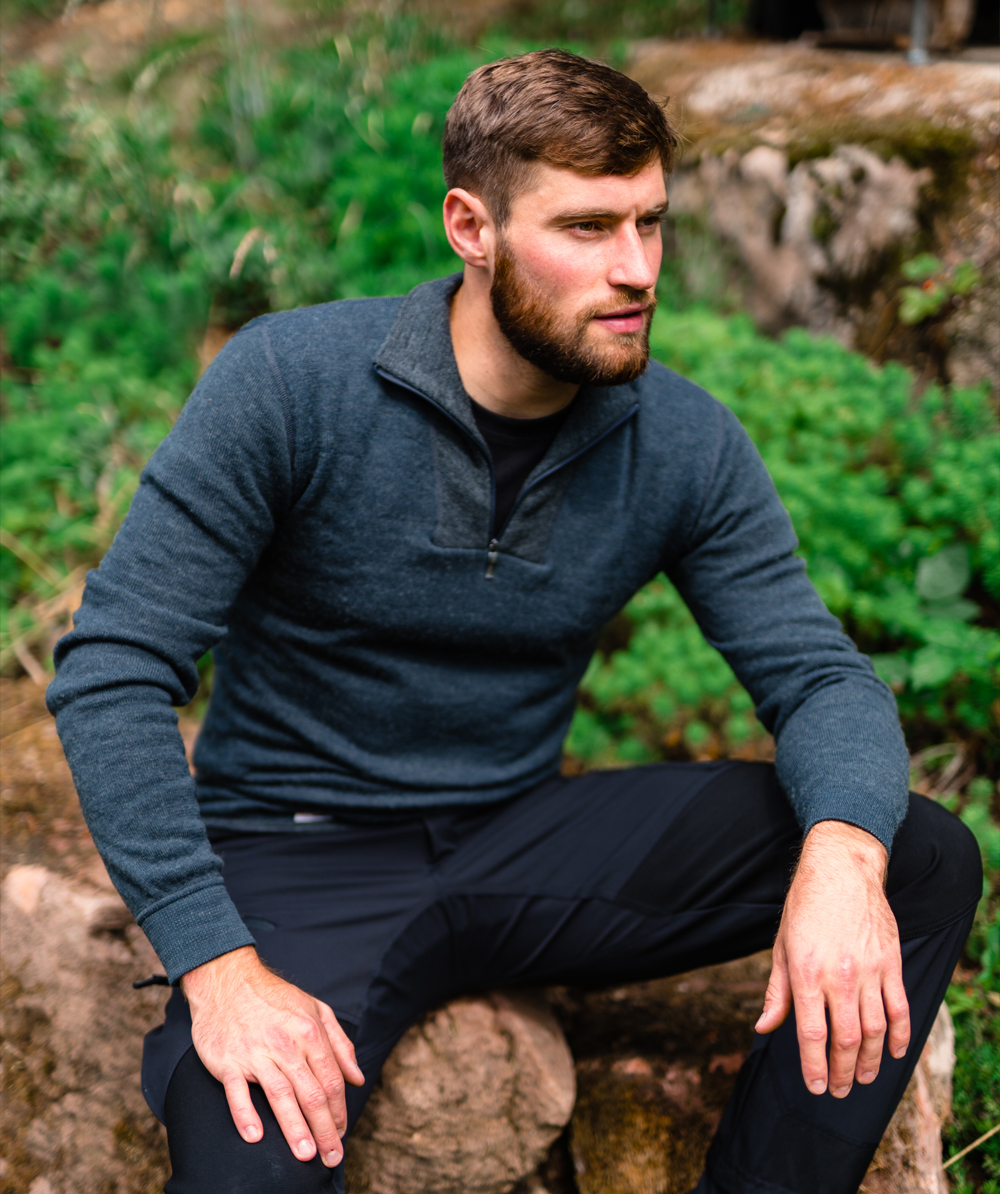 Woolpower Zip Turtleneck 200 hemd met col shirt met lange mouwen van merinowol grey