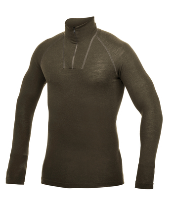Woolpower Zip Turtleneck Lite hemd met col shirt met lange mouwen van merinowol pine green